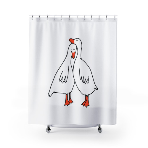 Funny duck couple shower curtains with I Ducking Love You design