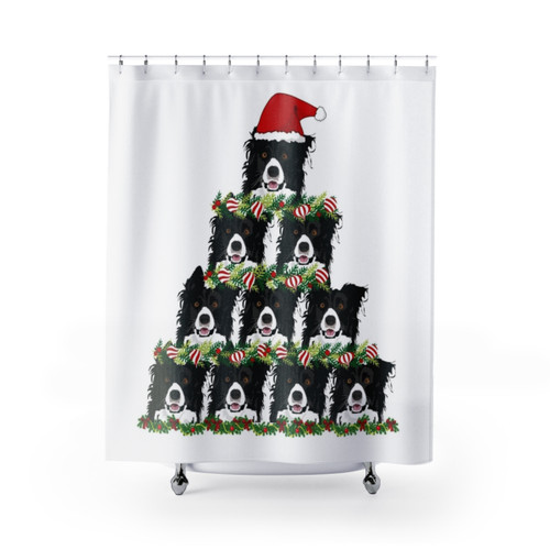 Herding Dog Christmas Tree Shower Curtains