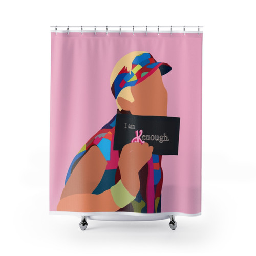 Barbie Movie Themed Shower Curtain with I am Kenough Design