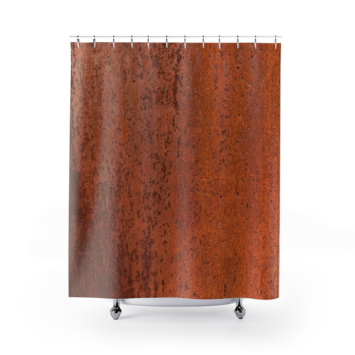 Rusted Metal Shower Curtain with Weathered Textured Surface