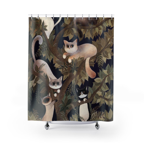 Whiskered Symphony Shower Curtain featuring Cute Cats