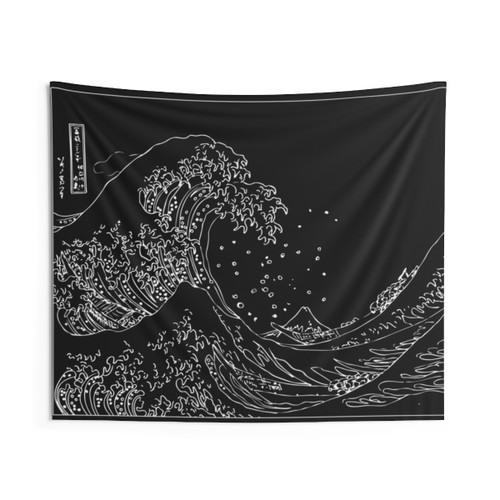 Black and White Great Wave Tapestry