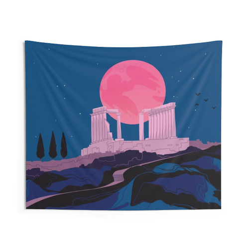 Ancient Greece Tapestry featuring the Temple of Poseidon at Sounion