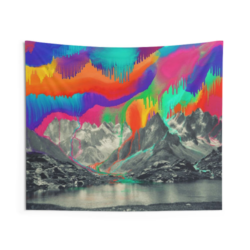 Skyfall Northern Lights Tapestry - Melting Watercolor Landscape