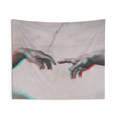 Glitch The Creation of Adam Wall Tapestry
