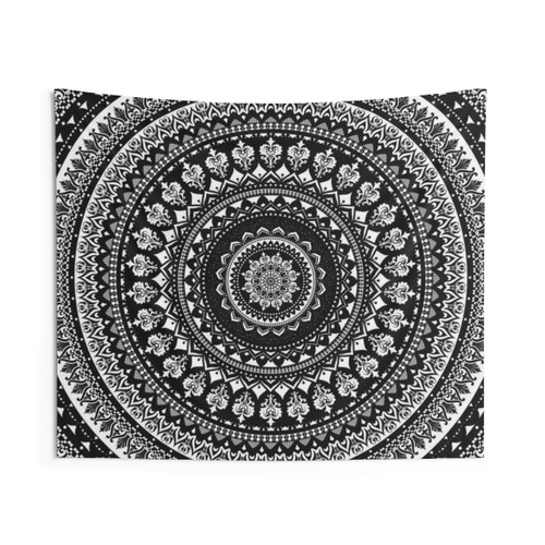 Mandala Monochrome 2 Tapestry Wall Hanging