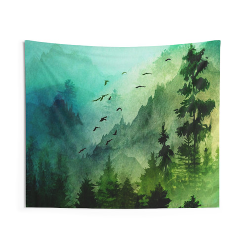 Mountain Morning Watercolor Tapestry