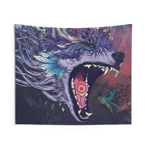 Kalopsia Wolf Tapestry - Psychedelic Space Decor