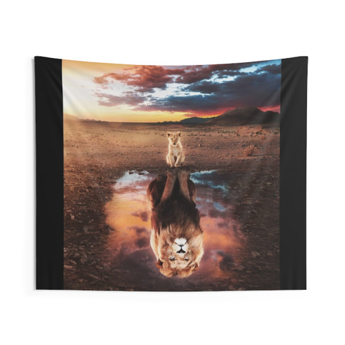 Motivational Lion Tapestry with Mindset is Everything Quote