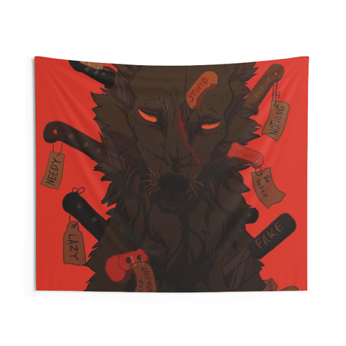 Surreal Horror Tapestry with Words by purkissaART