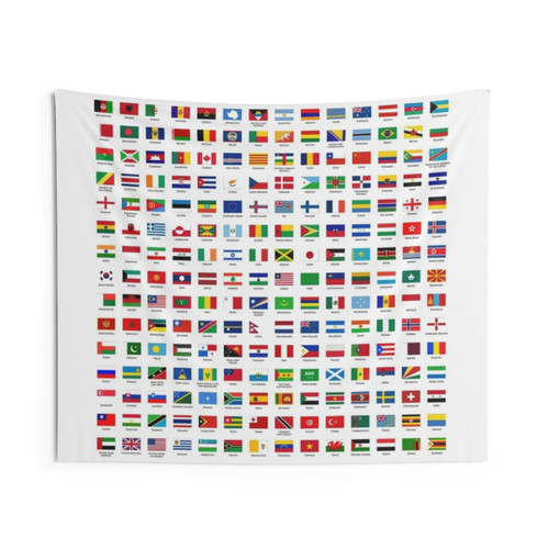 Colorful world flags tapestry wall hanging