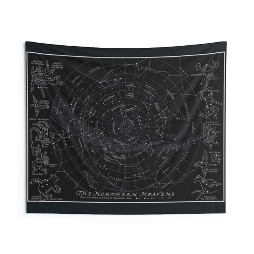 Vintage Star Map Print Tapestry - The Northern Heavens