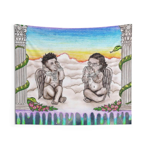 Lil Baby & Gunna Hard Drip Angels Tapestry Wall Art