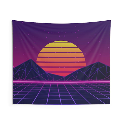 Synthwave Sunset Aesthetic Tapestry