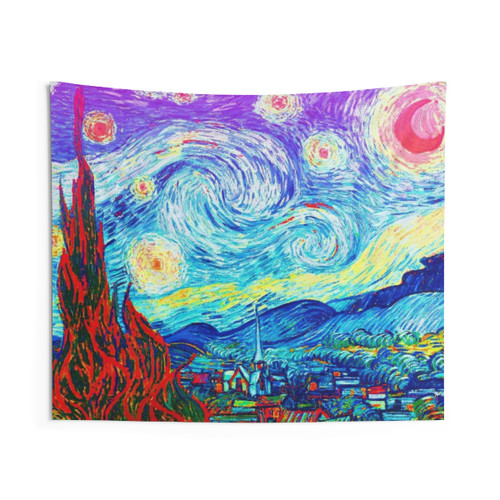Psychedelic Starry Night Abstract Van Gogh Tapestry