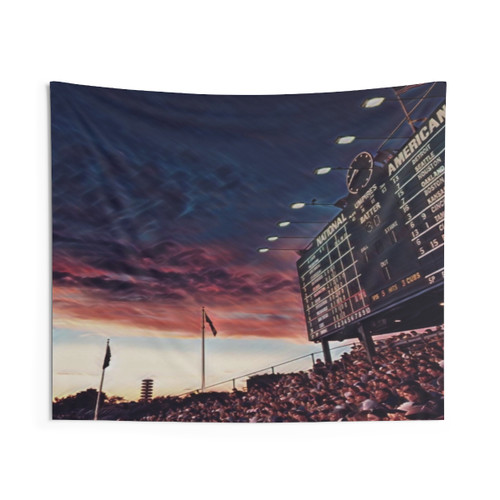 Wrigley Field Chicago Cubs Scoreboard Tapestry
