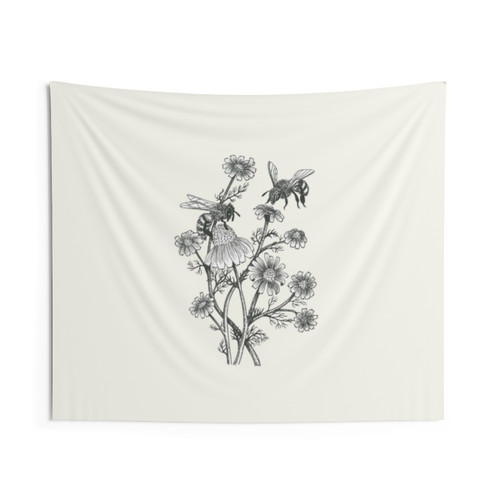 Bees and Chamomile Floral Tapestry