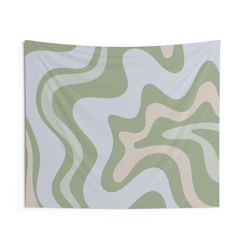Contemporary abstract light sage green grey almond tapestry