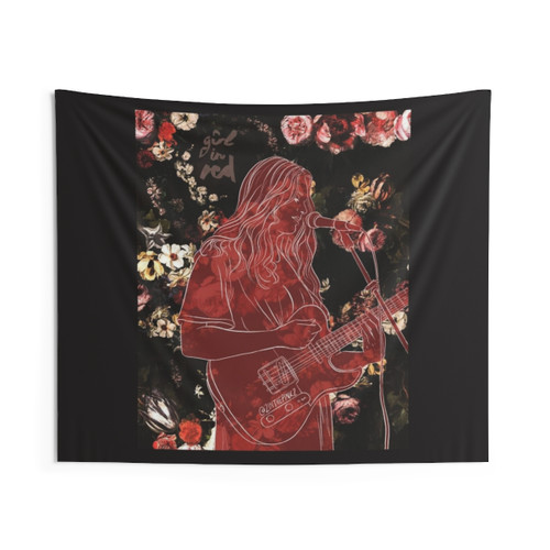 Girl in Red Music Tapestry featuring a lesbian couple