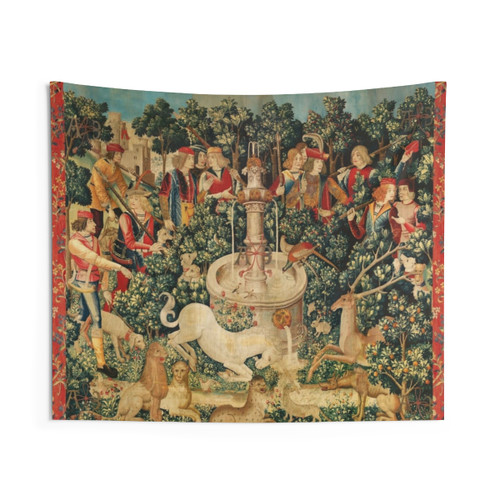 Unicorn Fantasy Floral Tapestry Wall Hanging