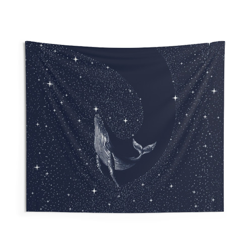 Starry Whale Tapestry - Cosmic Sea Life Wall Hanging