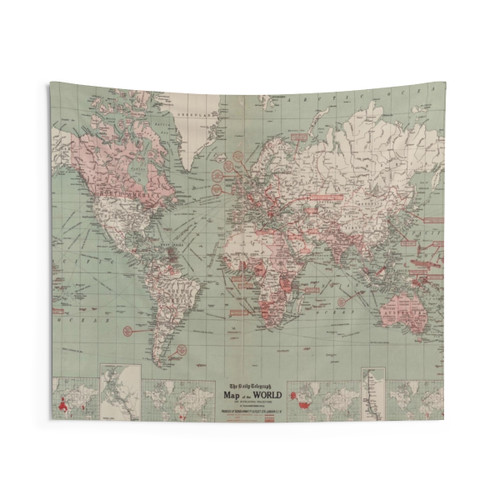 Vintage World Map (1918) Tapestry
