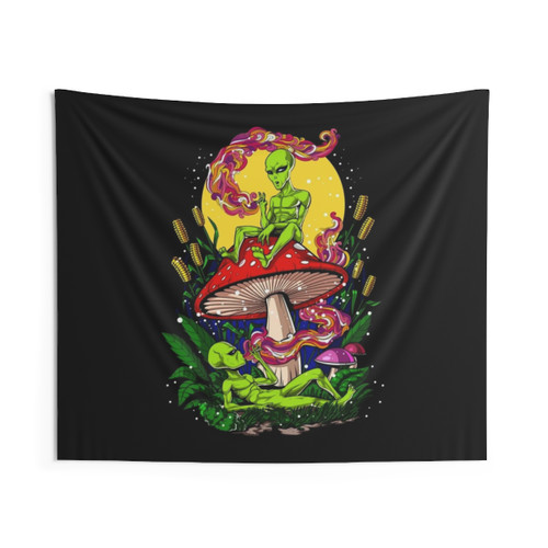 Psychedelic Mushroom Alien Tapestry