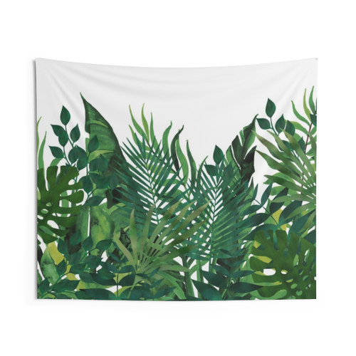 Tropical Palm Tree Tapestry - Green and White Hawaii Wall Hanging