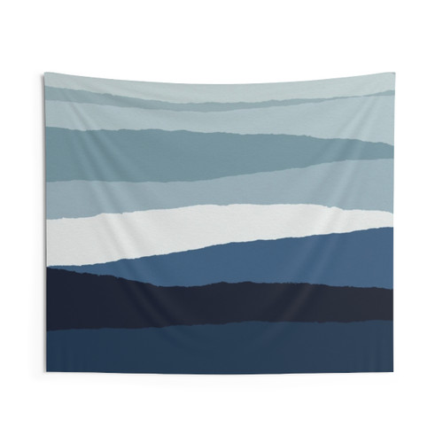 Navy Blue Abstract Landscape Tapestry