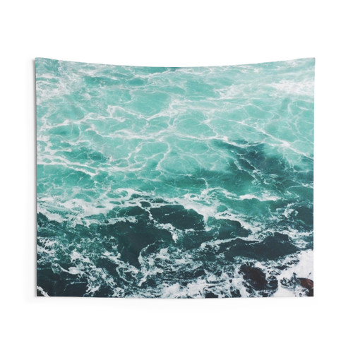 Blue Ocean Summer Beach Waves Tapestry