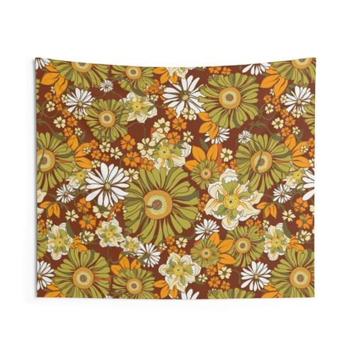 70s Vintage Flower Power Boho Tapestry