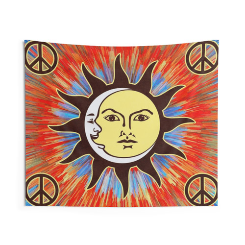 Boho Psychedelic Sun and Moon Tapestry