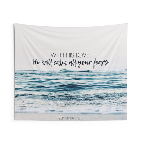 He Will Calm All Your Fears Christian Tapestry