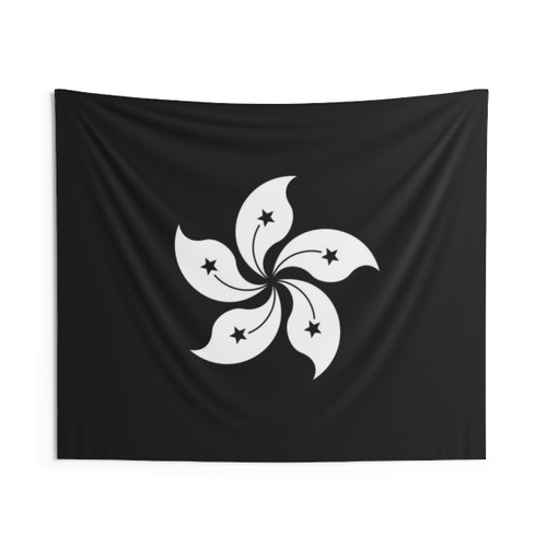 Black and White Hong Kong Flag Tapestry