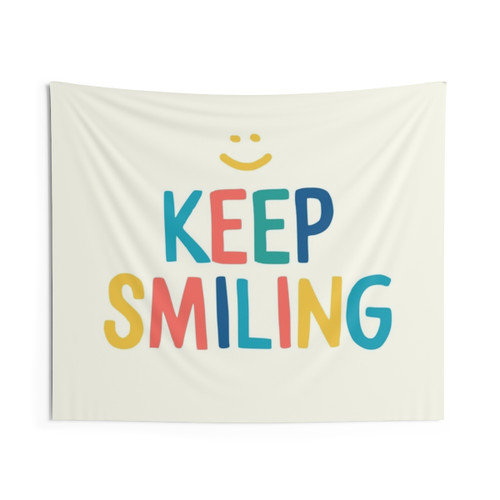 Colorful Keep Smiling Inspirational Tapestry