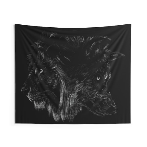 The Wolf is King Tapestry - Linework Animal Wall Art