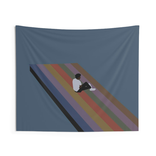 The Melodic Blue Minimal Album Cover Tapestry