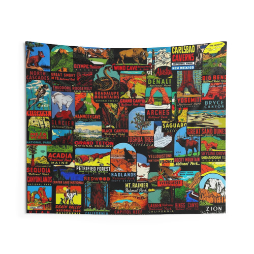 Vintage National Parks Travel Decal Tapestry