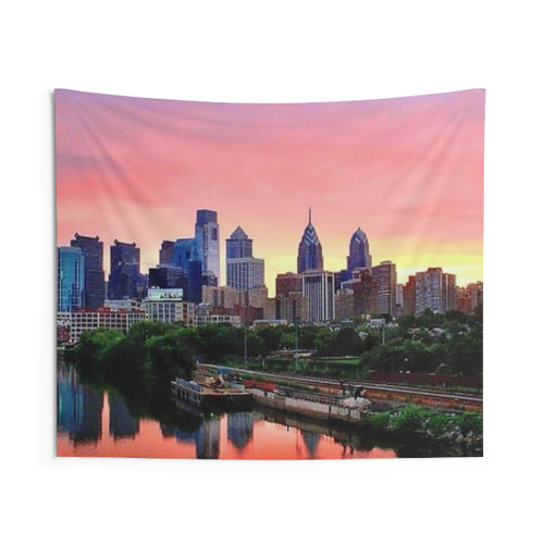 Colorful Philadelphia Skyline Tapestry