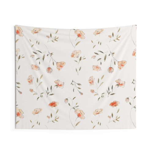 Watercolor Floral Pattern Tapestry Wall Hanging