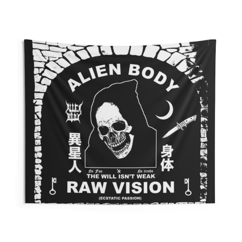 Raw Vision Tapestry - Emo Punk Aesthetic Wall Hanging