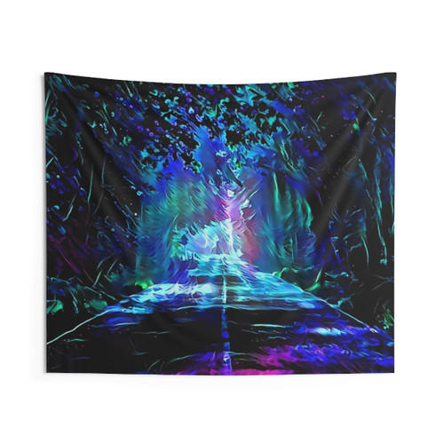 Blacklight Night on Aurora Road Tapestry