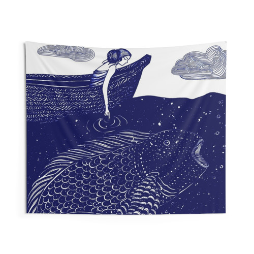 Blue Shimmering Sea Lights Tapestry - Ocean Wall Art