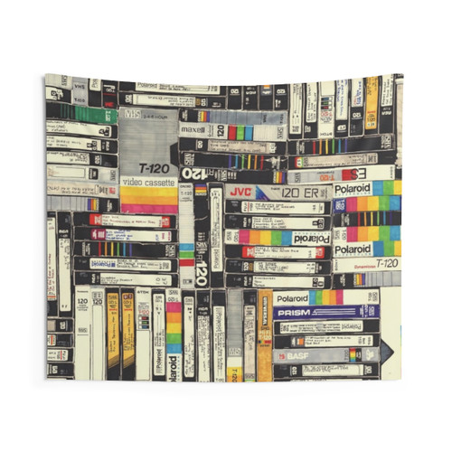 Retro VHS Tapestry - Nostalgic Pop Culture Wall Art