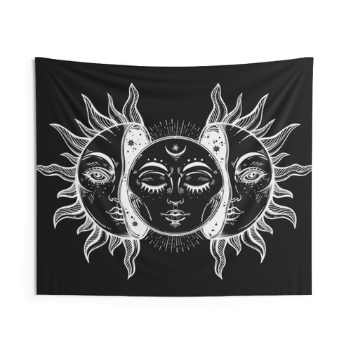 Vintage Sun and Moon Solar Eclipse Tapestry
