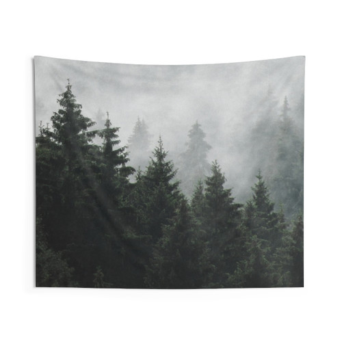 Misty Foggy Fairytale Forest Tapestry
