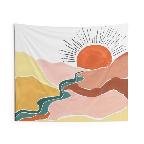 Sunrise Over Valley Boho Tapestry