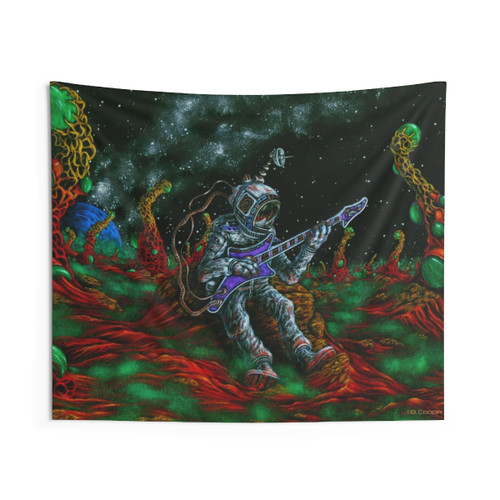 Music Lover's Tapestry - Vibrant Guitar and Music Themed Wall Hanging