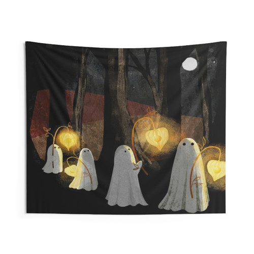 Ghost Parade Tapestry for Autumn and Halloween Decor