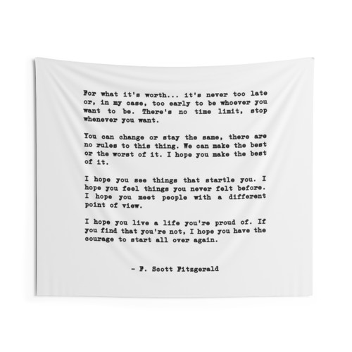 Motivational Tapestry with F. Scott Fitzgerald Quote
